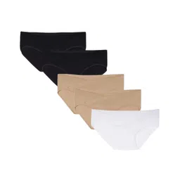 TUMMY Bamboo Cotton Pack Of 5 Solid Low Waist Maternity Panty - Multi Colour-picture-12