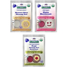tummyfriendly foods Certified USDA Organic Stage2 Sprouted Porridge Mixes Trial Packs | Organic Baby Food for 6 Months Old | Sprouted Ragi, Sprouted Brown Rice, Oats, Dal & Vegetable | 50g Each, Cereal-picture-13