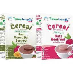tummyfriendly foods USDA Certified 100% Organic Oats, Beetroot and Organic Sprouted Ragi, MoongDal, Beetroot Porridge Mixes , Made of Organic Oats & Organic Sprouted Ragi for Baby, Rich in Beta-Glucan, Calcium, Iron, Protein, Fibre & Micro-Nutrients ,200g Each, 2 Packs Cereal-picture-17