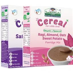tummyfriendly foods USDA Certified 100% Organic Sathu Maavu, 100% Organic Sprouted Ragi, Oats, Red Lentil, Banana Porridge Mixes , Made of Sprouted Whole Wheat & Sprouted Whole Grain Ragi, Oats , Rich in Calcium, Iron, Fibre & Micro-Nutrients ,200g Each, 2Packs Cereal-picture-16