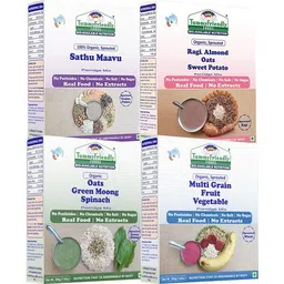 tummyfriendly foods USDA Organic Certified Stage3 Sprouted Porridge Mixes Combo - 4 Packs With Oats | Organic Baby Food for 8 Months Old Baby |4 Packs, 200g Each Cereal-picture-20