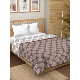 tundwal's Brown & White Floral Cotton AC Room 210 GSM Single Bed Dohar-picture-24