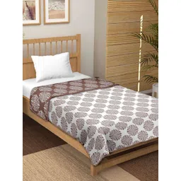 tundwal's Brown & White Floral Printed AC Room 210 GSM Cotton Double Bed Dohar-picture-24