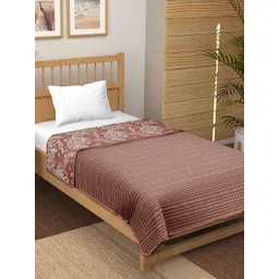 tundwal's Brown & White Floral Printed AC Room 210 GSM Cotton Double Bed Dohar-picture-26