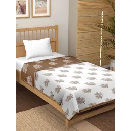 tundwal's Brown & White Floral Printed AC Room 210 GSM Cotton Double Bed Dohar-picture-22