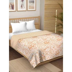 tundwal's Brown & White Floral Printed Reversible Cotton AC Room 210 GSM Double Bed Dohar-picture-12