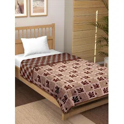 tundwal's Coffee Brown & Maroon Printed AC Room Cotton 210 GSM Single Bed Dohar-picture-40