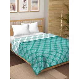 tundwal's Green & White Floral AC Room Cotton 210 GSM Double Bed Dohar-picture-26