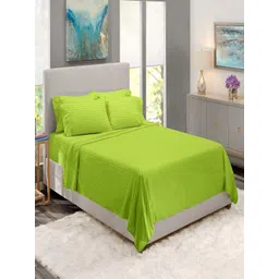 tundwal's Green Striped Printed Microfiber 210 TC Queen Bedsheet Sets - 2.23 m x 1.45 m-picture-18