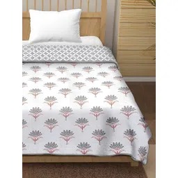 tundwal's Grey & Maroon Floral Printed AC Room Cotton 210 GSM Single Bed Dohar-picture-34