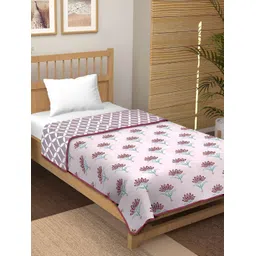 tundwal's Maroon & Pink Floral Printed AC Room Cotton 210 GSM Double Bed Dohar-picture-13