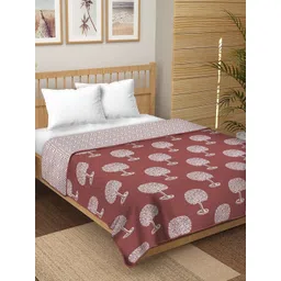 tundwal's Maroon & White Floral Printed Pure Cotton 210 GSM AC Room Double Bed Dohar-picture-19