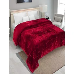 tundwal's Maroon Geometric Mink Heavy Winter Single Bed Blanket-picture-21