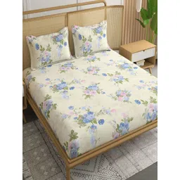 tundwal's Multicoloured Floral 210 TC King Bedsheet with 2 Pillow Covers-picture-19