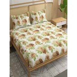 tundwal's Multicoloured Floral 210 TC King Bedsheet with 2 Pillow Covers-picture-21