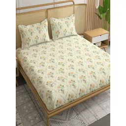 tundwal's Multicoloured Floral 210 TC King Bedsheet with 2 Pillow Covers-picture-22