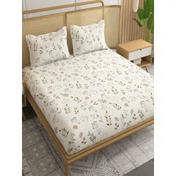 tundwal's Multicoloured Floral 210 TC King Bedsheet with 2 Pillow Covers-picture-18