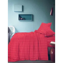 tundwal's Red Striped Printed Microfiber 210 TC King Bedsheet Sets - 2.23 m x 1.45 m-picture-10