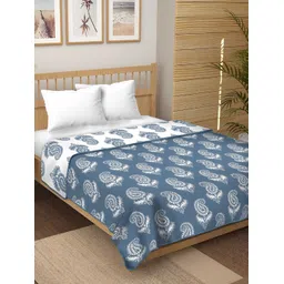 tundwal's White & Blue Floral AC Room Cotton 210 GSM Single Bed Dohar-picture-32
