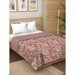 tundwal's White & Brown Floral AC Room Cotton 210 GSM Double Bed Dohar-picture-25