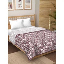 tundwal's White & Purple Floral AC Room Cotton 210 GSM Double Bed Dohar-picture-23
