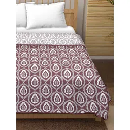 tundwal's White & Purple Floral AC Room Cotton 210 GSM Double Bed Dohar image 4
