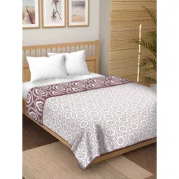 tundwal's White & Purple Floral AC Room Cotton 210 GSM Double Bed Dohar image 2