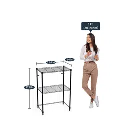 Denham 2 Shelf Metal Kitchen Racks Black Colour by Tunehome image 2