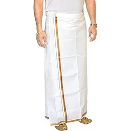 tuni mani Men's Cotton Dhoti with Zari Border/Single Dhoti 2.0mtr-picture-28