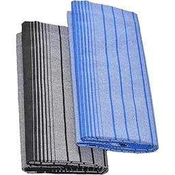 tuni mani Men's Cotton Lungi Stitched Ring Design/Blue & Black/Length- 2.25m (Pack of 2)-picture-32