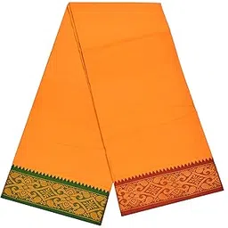 tuni mani Men's Panchakacham Dhoti with Angavasthram Towel, Jari Border, 100% Cotton, Size: 9 X 5 (4.0mtr Dhoti, 2.25mtr Towel) (Unstitched)-picture-55