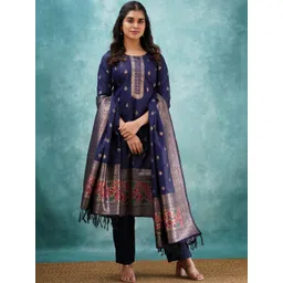 TURITY Women Ethnic Motifs Regular Kurta with Trousers & With Dupatta-picture-34