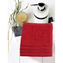 Turkish Bath Red Set Of 4 Cotton 380 GSM Face Towels-picture-31