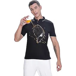 turms Anti Stain Men's Casual Polo T-Shirt Jacquard Collared Neck Half Sleeves | Anti Odor Water Repellent | Cotton Modal Blend Solid Stretchable | Available in Plus Sizes-picture-17
