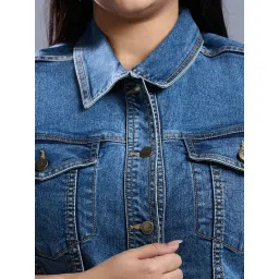 Turning Blue Blue Cotton Regular Fit Jacket image 4