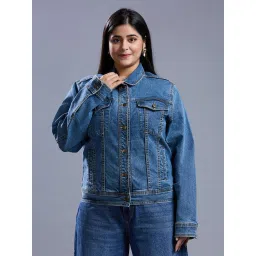 Turning Blue Blue Cotton Regular Fit Jacket image 1