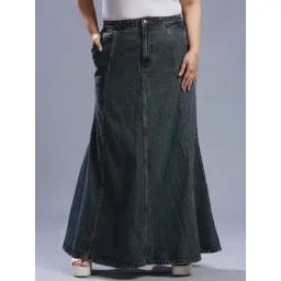 Turning Blue Blue Cotton Straight Fit Skirt-picture-38