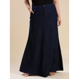 Turning Blue Blue Cotton Straight Fit Skirt-picture-39
