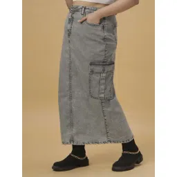 Turning Blue Grey Maxi Skirt image 3