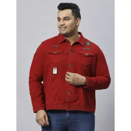 Turning Blue Red Cotton Regular Fit Denim Jacket-picture-18