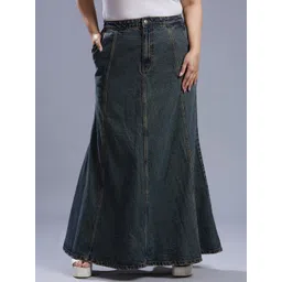 Turning Blue Women Denim A-Line Maxi Skirt-picture-10