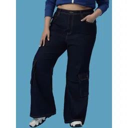 Turning Blue Women Plus Size Flared Leg Cargo Jeans image 1