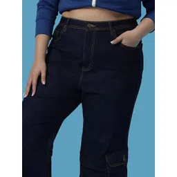 Turning Blue Women Plus Size Flared Leg Cargo Jeans image 4
