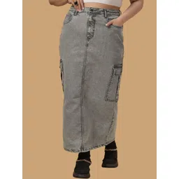 Turning Blue Women Plus Size Straight Fit Cargo Skirt-picture-26