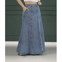 turning blue Women Solid A-line Blue Skirt-picture-12