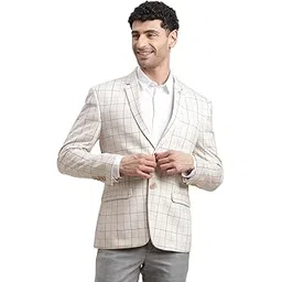 Men Knitted Notch Lapel Collar Beige Single Breasted Casual Blazer-image-31