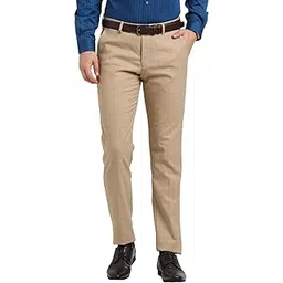 Men Poly Viscose Stretch Slim Fit Beige Formal Trouser-image-40