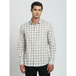 Turtle Beige Cotton Slim Fit Chequered Shirt-picture-33