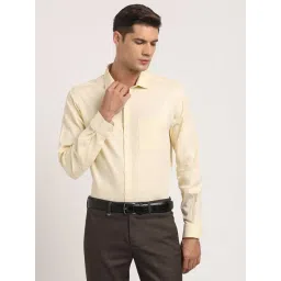 Turtle Beige Cotton Slim Fit Dobby Shirt-image-20