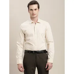 Turtle Beige Cotton Slim Fit Self Design Shirt-image-12